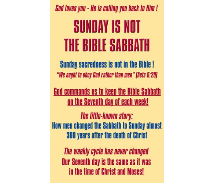 Sunday is not the Bible Sabbath